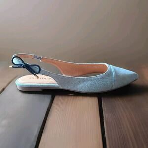 Jack Rogers Serena Sling back Flat Cap‎ Toe Denim Women's Size 8.5M